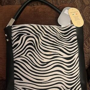 White and Black (Zebra Hair) Leather Bag